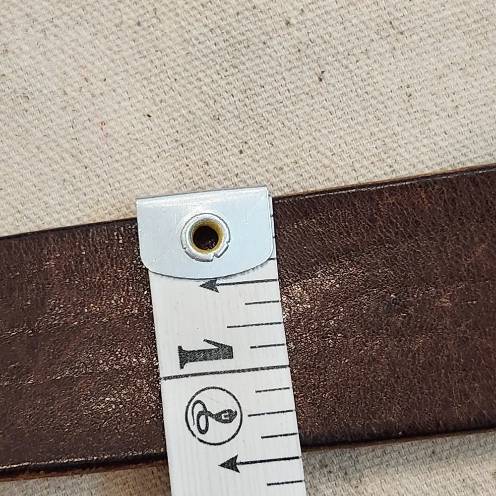 Express Men's Brown Leather Belt Size 36 Made in Italy Silver Tone Buckle Y2k